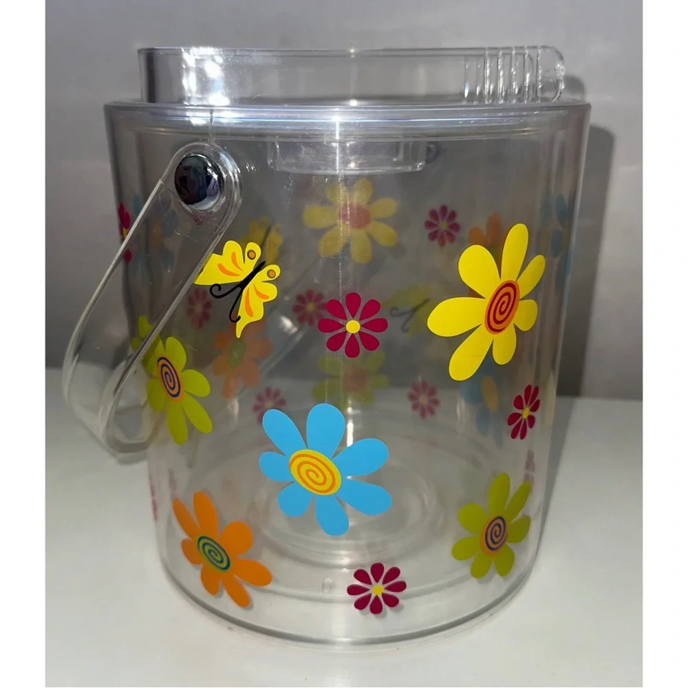 Vintage 90s/Y2K Acrylic Floral Ice Bucket